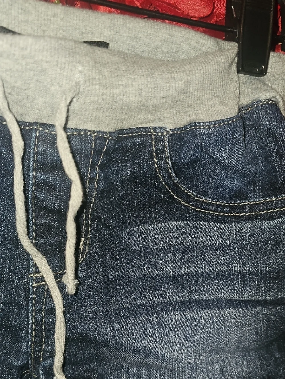 Vanilla Star Girls Blue Denim-Style Shorts with Gray Knit Waistband Size 10